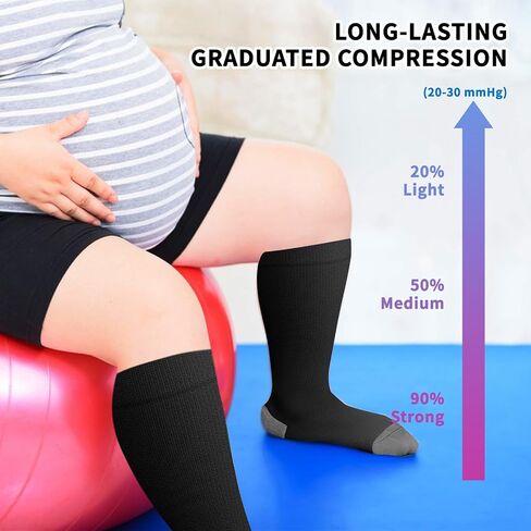 Plus Size Compression Socks Wide Calf for Women & Men, 20-30mmHg Knee High Compression Stockings,Support Socks,XL-4XL in Saudi Arabia