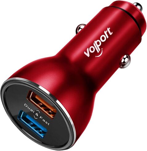volport Dual USB Car Charger: 39W All-Metal Cigarette Lighter Adapter - Black Mini Car Charging with 2 Quick Charge 3.0 USB Port for iPhone Samsung Galaxy LG Google Pixel Moto Phone in Saudi Arabia