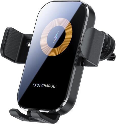 Wireless Car Charger Mount, 15W Qi Fast Car Wireless Charger, Auto Clamping Air Vent Car Phone Holder for iPhone 15/14/13/12/11/X, Samsung Galaxy S22/S20/S10/S9/Note20/10/9, Google, LG, etc in Saudi Arabia
