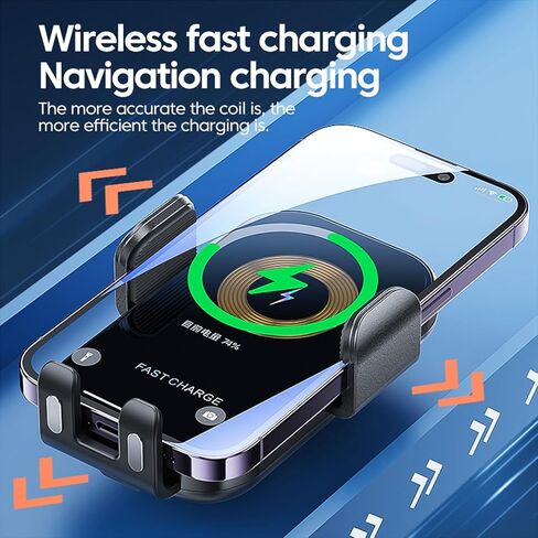 Wireless Car Charger Mount, 15W Qi Fast Car Wireless Charger, Auto Clamping Air Vent Car Phone Holder for iPhone 15/14/13/12/11/X, Samsung Galaxy S22/S20/S10/S9/Note20/10/9, Google, LG, etc in Saudi Arabia