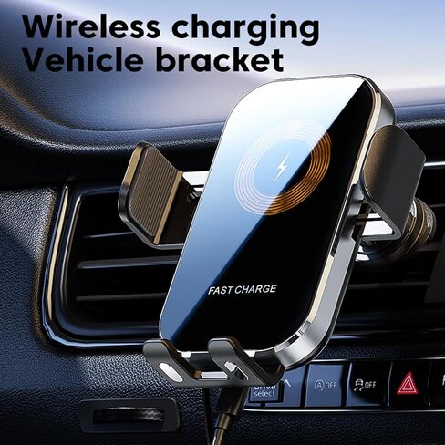 Wireless Car Charger Mount, 15W Qi Fast Car Wireless Charger, Auto Clamping Air Vent Car Phone Holder for iPhone 15/14/13/12/11/X, Samsung Galaxy S22/S20/S10/S9/Note20/10/9, Google, LG, etc in Saudi Arabia
