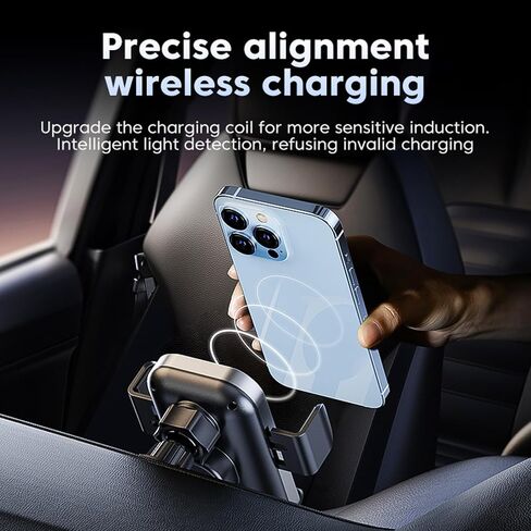 Wireless Car Charger Mount, 15W Qi Fast Car Wireless Charger, Auto Clamping Air Vent Car Phone Holder for iPhone 15/14/13/12/11/X, Samsung Galaxy S22/S20/S10/S9/Note20/10/9, Google, LG, etc in Saudi Arabia