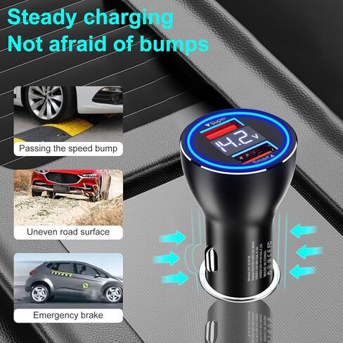 شاحن سيارة USB 80 وات لهاتف OnePlus 12R 12 مفتوح 11 شحن فائق السرعة، محول منفذ مزدوج سريع مع كابل USB C بطول 3.3 قدم ولاعة سجائر للسيارة Dash/Warp 65 شحن شحن لهاتف OnePlus 10 Pro 8 7 Nord 2T 2 Pad in Kuwait