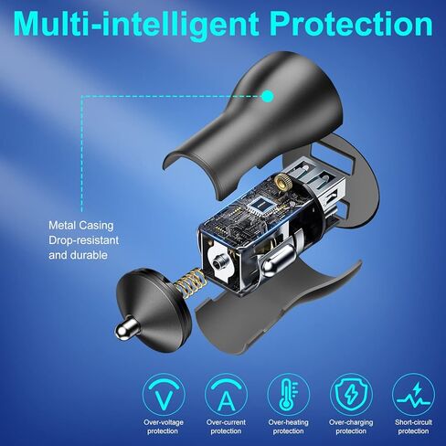 شاحن سيارة USB 80 وات لهاتف OnePlus 12R 12 مفتوح 11 شحن فائق السرعة، محول منفذ مزدوج سريع مع كابل USB C بطول 3.3 قدم ولاعة سجائر للسيارة Dash/Warp 65 شحن شحن لهاتف OnePlus 10 Pro 8 7 Nord 2T 2 Pad in Kuwait