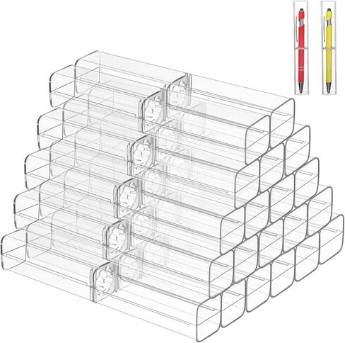 OBANGONG 24 Pcs Acrylic Pen Boxes Clear Ballpoint Pen Case Pencil Gift Box Pen Storage Container Single Holder Empty Bulk Case Collection Set for School Office in Kuwait