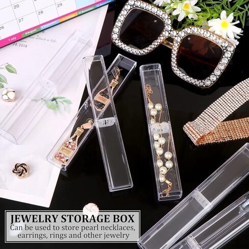 OBANGONG 24 Pcs Acrylic Pen Boxes Clear Ballpoint Pen Case Pencil Gift Box Pen Storage Container Single Holder Empty Bulk Case Collection Set for School Office in Kuwait