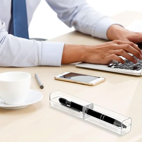 OBANGONG 24 Pcs Acrylic Pen Boxes Clear Ballpoint Pen Case Pencil Gift Box Pen Storage Container Single Holder Empty Bulk Case Collection Set for School Office in Kuwait