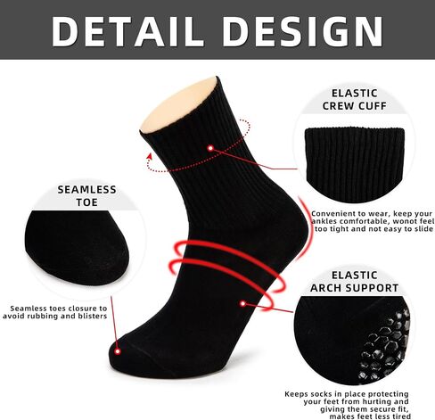 Non-Slip Pilates Yoga Socks with Grips for Womens -Ballet Barre Workout Anti Skid Athletic Crew Sock 4 Pack in Saudi Arabia