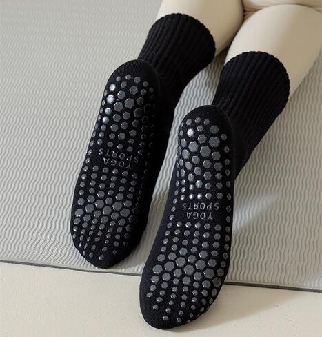 Non-Slip Pilates Yoga Socks with Grips for Womens -Ballet Barre Workout Anti Skid Athletic Crew Sock 4 Pack in Saudi Arabia