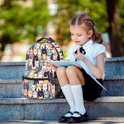 Cute Cats Kids Backpack for Girls Boys Cute Kittens Pattern Elementary School Bag Animal Bookbags Travel Rucksack Casual Daypack in Saudi Arabia