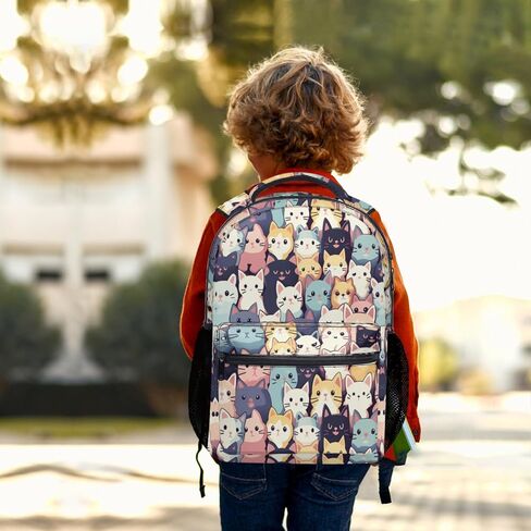 Cute Cats Kids Backpack for Girls Boys Cute Kittens Pattern Elementary School Bag Animal Bookbags Travel Rucksack Casual Daypack in Saudi Arabia
