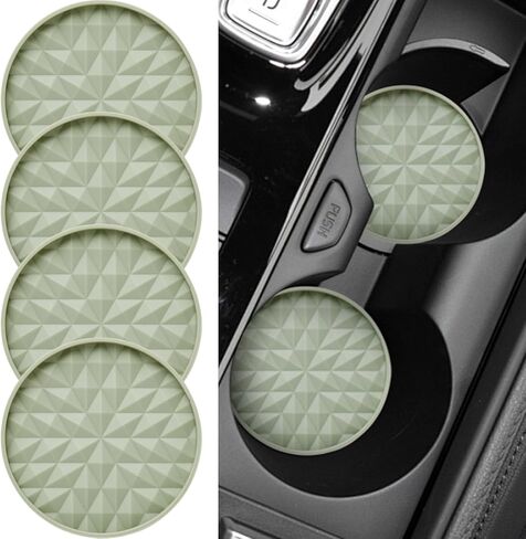 قواعد أكواب السيارة من السيليكون [4 عبوات] سجادات عالمية مقاس 2.75 بوصة غير قابلة للانزلاق، ملحقات داخلية للسيارة، حاملات أكواب السيارة، ديكور قواعد الأكواب، أزرق داكن in Kuwait