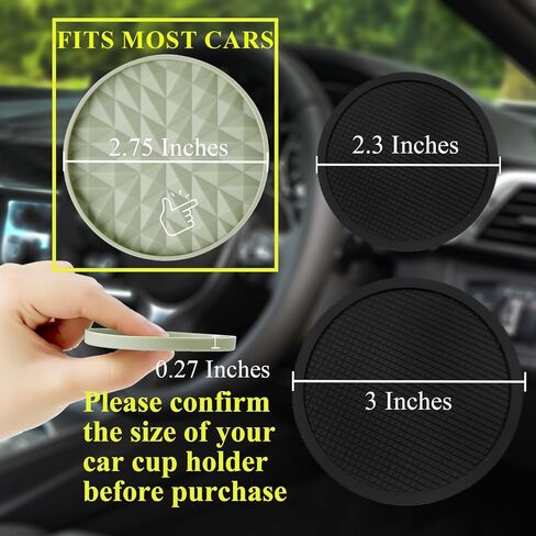 قواعد أكواب السيارة من السيليكون [4 عبوات] سجادات عالمية مقاس 2.75 بوصة غير قابلة للانزلاق، ملحقات داخلية للسيارة، حاملات أكواب السيارة، ديكور قواعد الأكواب، أزرق داكن in Kuwait