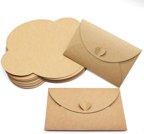 24 Pcs Vintage Kraft Gift Card Envelopes, Gift Card Envelopes Craft Photo Envelopes Gift Card Holders Mini Seed Envelopes with Heart Shaped Clasp, for Gift Cards, Business Cards (6.89 x4.33 inch) in Kuwait