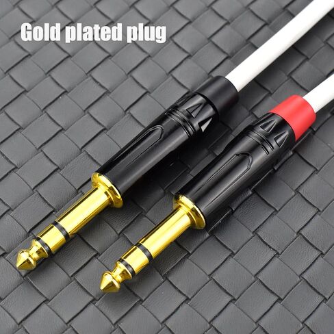 كابل ميكروفون XLR ذكر إلى 1/4، سلك محول 10 أقدام متوازن 1/4 TRS ربع بوصة إلى XLR، موصل مطلي بالذهب، لون أبيض، خالي من الضوضاء، عبوتان in Kuwait