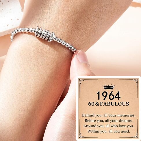 50th 60th Birthday Gifts for Women, Birthday Bracelet for Women with Birthday Gift Card, 1974 1964 Birthday Jewelry Gifts for 50 60 Year Old Woman Mom Grandma Sister Aunt Wife Friends in Kuwait