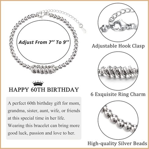 50th 60th Birthday Gifts for Women, Birthday Bracelet for Women with Birthday Gift Card, 1974 1964 Birthday Jewelry Gifts for 50 60 Year Old Woman Mom Grandma Sister Aunt Wife Friends in Kuwait