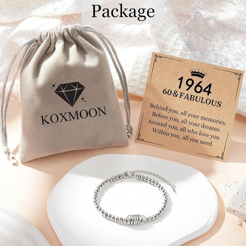 50th 60th Birthday Gifts for Women, Birthday Bracelet for Women with Birthday Gift Card, 1974 1964 Birthday Jewelry Gifts for 50 60 Year Old Woman Mom Grandma Sister Aunt Wife Friends in Kuwait