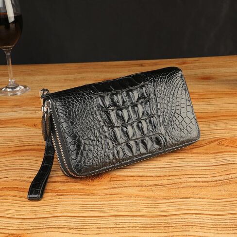 Real Crocodile Backbone Skin Men's Wallet Genuine Alligator Leather Luxury Purses Clutch Bag for Men (Brown) in Saudi Arabia
