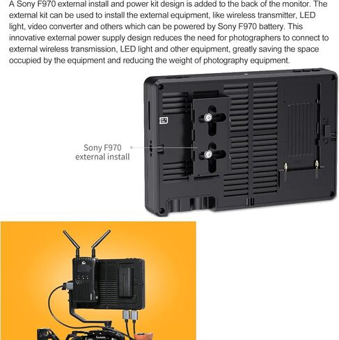 شاشة لمس FEELWORLD LUT7 PRO مقاس 7 بوصة 2200nit شاشة لمس ثلاثية الأبعاد LUT DSLR مع طاقة خارجية F970 ومجموعة تثبيت Waveform Vectorscope 4K HDMI مدخل ومخرج 1920X1200 لوحة IPS in Kuwait