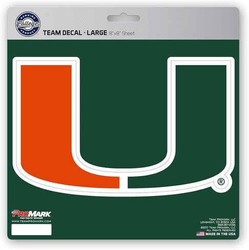 FANMATS NCAA Miami Hurricanes Unisex Miami Hurricanes Decal Die Cutmiami Hurricanes Decal Die Cut, Team Color, 8x8 (8162029634) in Saudi Arabia