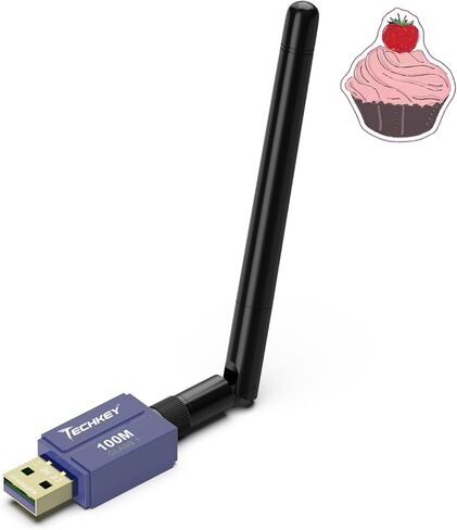 محول بلوتوث طويل المدى لأجهزة الكمبيوتر المكتبية، Techkey 5.3+EDR V1 USB محول بلوتوث، فئة 1 دونجل بلوتوث لاسلكي يدعم Windows11/10/8.1-Bondi Blue in Saudi Arabia