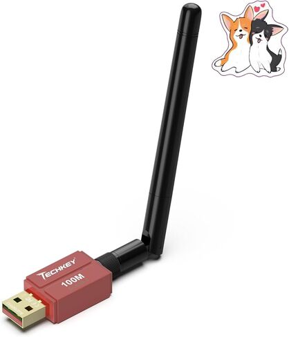 محول بلوتوث طويل المدى لأجهزة الكمبيوتر المكتبية، Techkey 5.3+EDR V20 USB محول بلوتوث، فئة 1 لاسلكية بلوتوث دونجل استقبال بلوتوث يدعم Windows11/10/8.1-أحمر هندي بني in Saudi Arabia