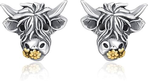 Cute Stud Earrings for Women Sterling Silver Star/Angel/Fruit/Apple/Animal/Highland Cow Stud Earrings Jewelry Gifts for Women Wife Girls Mom in Saudi Arabia