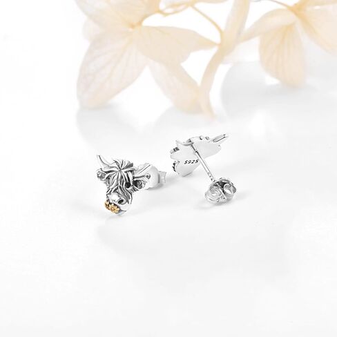 Cute Stud Earrings for Women Sterling Silver Star/Angel/Fruit/Apple/Animal/Highland Cow Stud Earrings Jewelry Gifts for Women Wife Girls Mom in Saudi Arabia