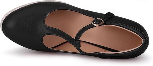 Women's T-Strap espadrilles Wedges sandals Platform Buckle Strap closed Toe comfortable heeled sandals in Saudi Arabia