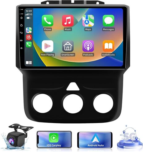 5GWiFi Upgrade Car Stereo Radio for Dodge Ram 1500 2500 3500 2013-2018 - Wireless Carplay and Android Auto GPS Navigation - 4GB+32GB 9.2 inch Touchscreen Bluetooth RDS FM SWC Backup Camera in Saudi Arabia