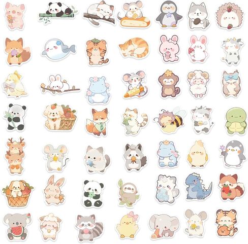 100Pcs Cute Animals Stickers Pack, Anime Cat Dog Koala Stickers for Water Bottles, Luggage, Laptop, Skateboards, School, Students, Scrapbooking, Christmas Gift, Waterproof Kawaii Animal Stickers in Kuwait