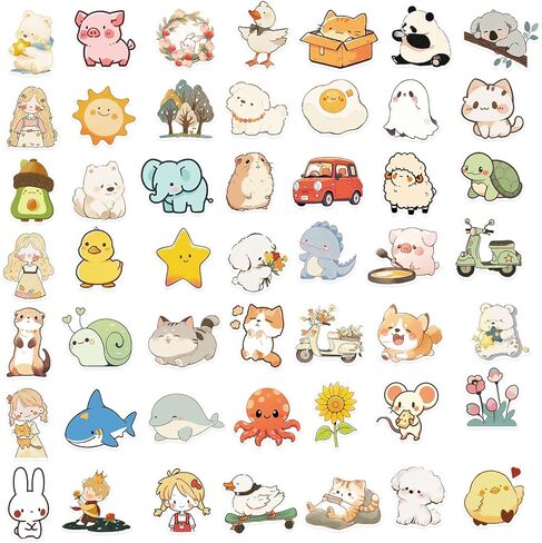 100Pcs Cute Animals Stickers Pack, Anime Cat Dog Koala Stickers for Water Bottles, Luggage, Laptop, Skateboards, School, Students, Scrapbooking, Christmas Gift, Waterproof Kawaii Animal Stickers in Kuwait