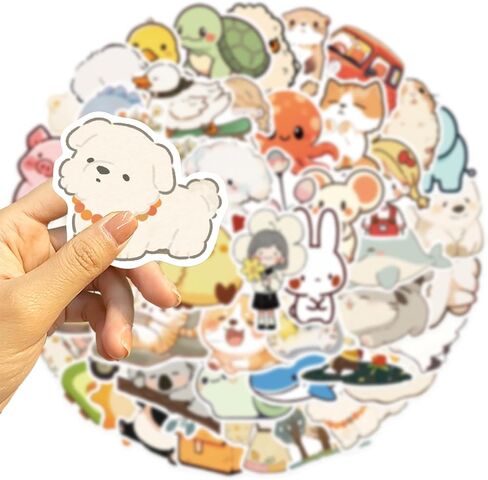 100Pcs Cute Animals Stickers Pack, Anime Cat Dog Koala Stickers for Water Bottles, Luggage, Laptop, Skateboards, School, Students, Scrapbooking, Christmas Gift, Waterproof Kawaii Animal Stickers in Kuwait