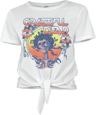Ripple Junction Grateful Dead Women's Short Sleeve T-Shirt Tie Front Bertha & Roses Junior Fit Officially Licensed in Saudi Arabia