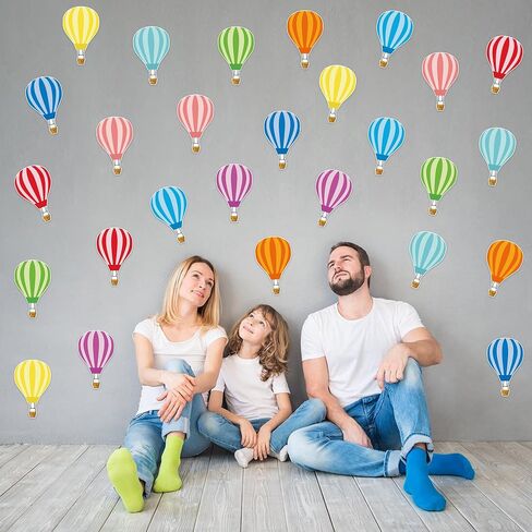 45PCS Hot Air Balloons Cutouts for Bulletin Board Decoration, Colorful Hot Air Balloon Paper Cut-Outs Name Tags Nameplates for School Classroom Home Bulletin Board Decorations in Saudi Arabia