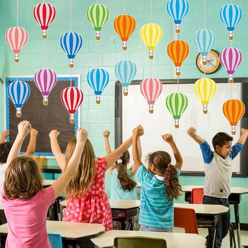 45PCS Hot Air Balloons Cutouts for Bulletin Board Decoration, Colorful Hot Air Balloon Paper Cut-Outs Name Tags Nameplates for School Classroom Home Bulletin Board Decorations in Saudi Arabia