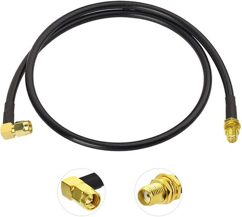 BINGFU Ham Radio Antenna Extension Relocation Cable SMA Male Right Angle to Female RG58 Coaxial Cable 1m 3 feet (2-Pack) for Ham Radio Kenwood BaoFeng Yaesu Vertex Standard Horizon Marine VHF Radio in Saudi Arabia
