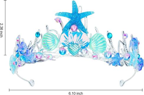 Mermaid Tiara for Women Pearl Mermaid Crown Adult Mermaid Headband Hair Accessories Costume women Mermaid Purple Blue Pink Tiaras Seashell Starfish Fish Tail in Kuwait