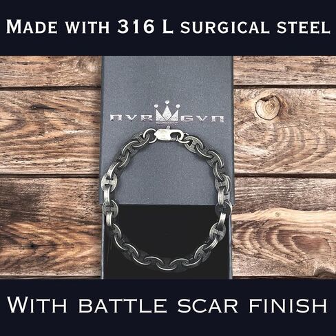 The Unbroken Collection : Stainless Steel Bracelets for Men Medieval Vintage Distressed Style, Great Gifts for Men -316L Old World Finish 8mm 8.25 Mens Jewelry symbolizing in Kuwait