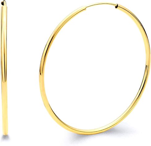 14k Yellow Gold 1.5mm Thickness Endless Hoop Earrings - 8 Different Size Available in Saudi Arabia