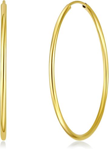14k Yellow Gold 1.5mm Thickness Endless Hoop Earrings - 8 Different Size Available in Saudi Arabia