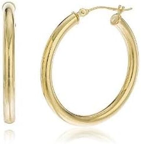 أقراط دائرية من الذهب الأصفر عيار 10 قيراط مقاس 2 مم بأحجام 12 مم و14 مم و16 مم و18 مم و25 مم و30 مم و50 مم! in Kuwait