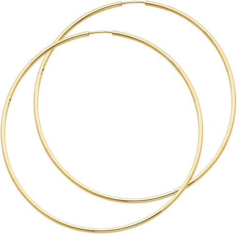 14k Yellow Gold 1.5mm Thickness Endless Hoop Earrings - 8 Different Size Available in Saudi Arabia