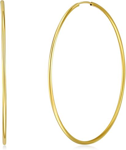 14k Yellow Gold 1.5mm Thickness Endless Hoop Earrings - 8 Different Size Available in Saudi Arabia
