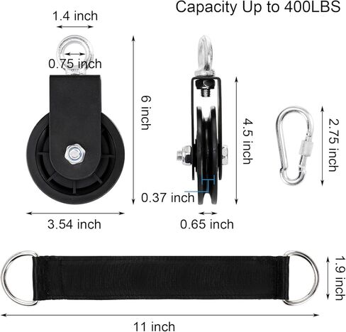 bekith 4 حزمة نظام بكرة الصالة الرياضية، عجلة بكرة دوارة للياقة البدنية من النايلون الصامت مع حزام معلق، عجلة جر تدور 360 درجة لنظام بكرة رفع ورفع، مجموعة نظام بكرة معدات الصالة الرياضية المنزلية in Kuwait