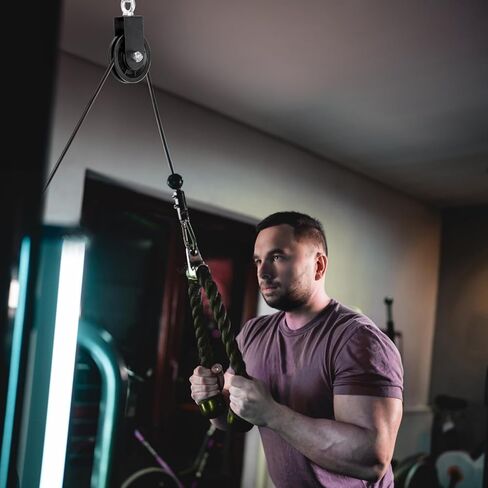 bekith 4 حزمة نظام بكرة الصالة الرياضية، عجلة بكرة دوارة للياقة البدنية من النايلون الصامت مع حزام معلق، عجلة جر تدور 360 درجة لنظام بكرة رفع ورفع، مجموعة نظام بكرة معدات الصالة الرياضية المنزلية in Kuwait