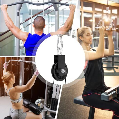 bekith 4 حزمة نظام بكرة الصالة الرياضية، عجلة بكرة دوارة للياقة البدنية من النايلون الصامت مع حزام معلق، عجلة جر تدور 360 درجة لنظام بكرة رفع ورفع، مجموعة نظام بكرة معدات الصالة الرياضية المنزلية in Kuwait