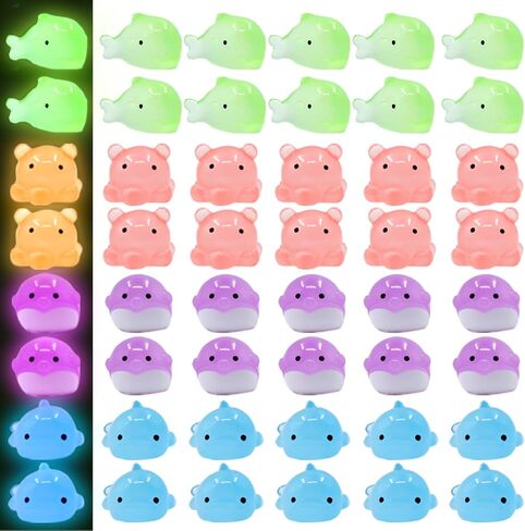 تماثيل حيوانات صغيرة من الراتنج، أشكال حيوانات محيطية صغيرة مضيئة من الراتنج تتوهج في الظلام، زخارف حيوانات صغيرة صغيرة الحجم، زينة للحديقة الخيالية، ديكورات حوض السمك DIY (48 قطعة) in Kuwait