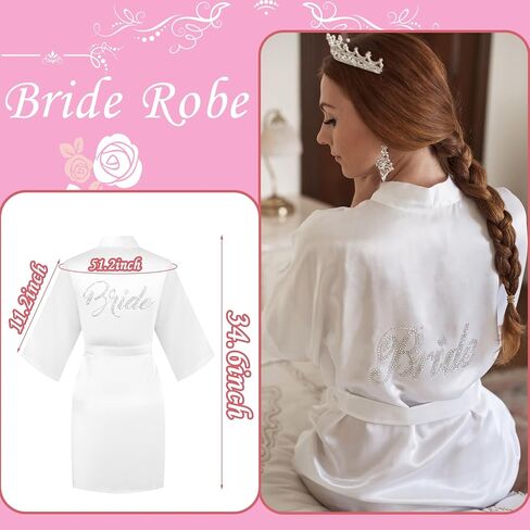 مجموعة هدايا Bride to Be، شباشب I Do Bride، رداء العروس، رقعة شعر العروس، حقيبة مستحضرات التجميل MRS، قلادة على شكل سوار (شبشب + حقيبة مكياج + رداء + مشبك) in Kuwait